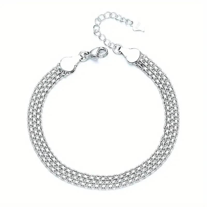 Bracelet chaîne en argent sterling S925, bijou à motif gaufré en maille étincelante