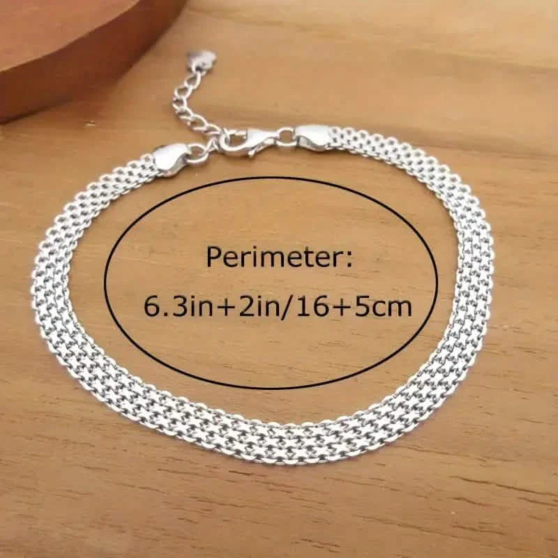 Bracelet chaîne en argent sterling S925, bijou à motif gaufré en maille étincelante