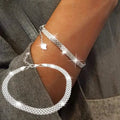 Bracelet chaîne en argent sterling S925, bijou à motif gaufré en maille étincelante