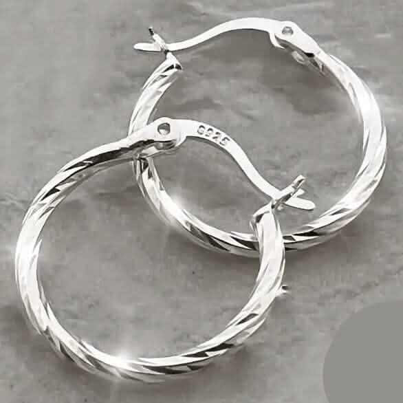 Boucles d'oreilles créoles torsadées géométriques en argent sterling S925