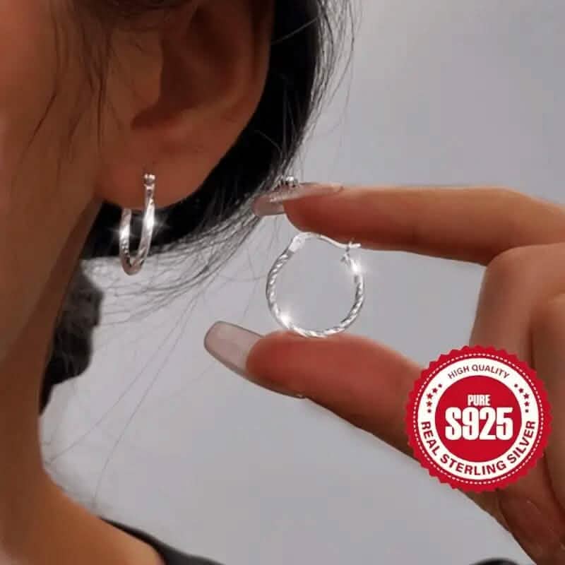 Boucles d'oreilles créoles torsadées géométriques en argent sterling S925
