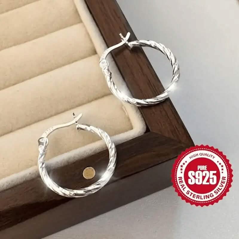 Boucles d'oreilles créoles torsadées géométriques en argent sterling S925