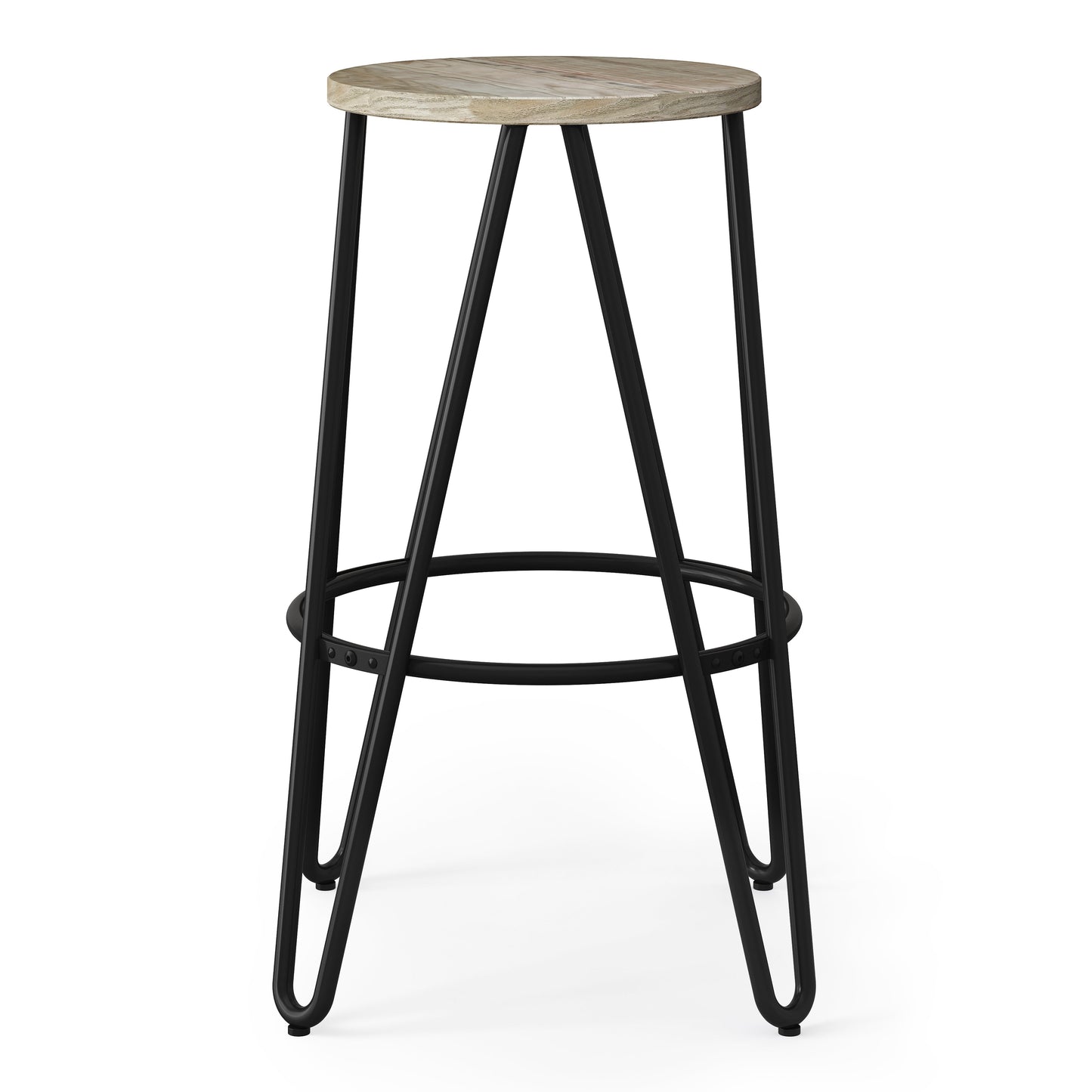 Simeon - 26" Metal Counter Height Stool with Wood Seat (Set of 2)
