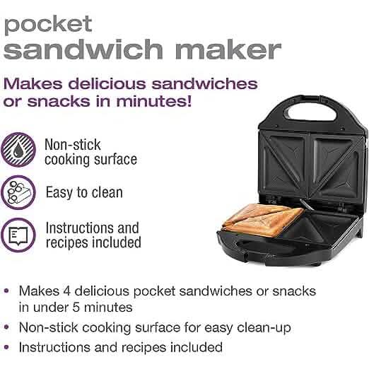 Salton Pocket Sandwich Maker - Black