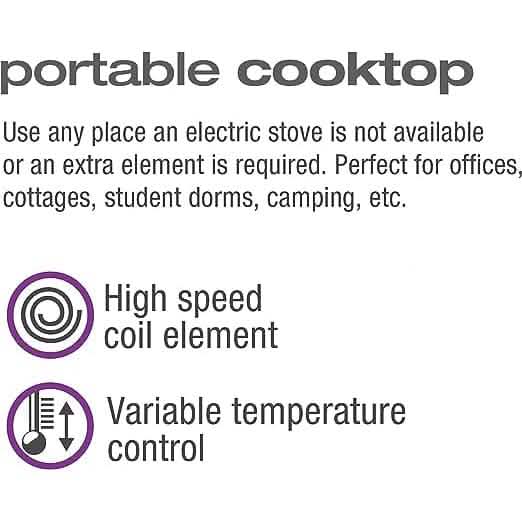 Plaque de cuisson portable Salton en acier inoxydable