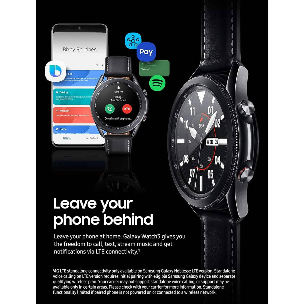 Samsung - Galaxy Watch3 Smartwatch 45mm Stainless LTE - Mystic Black