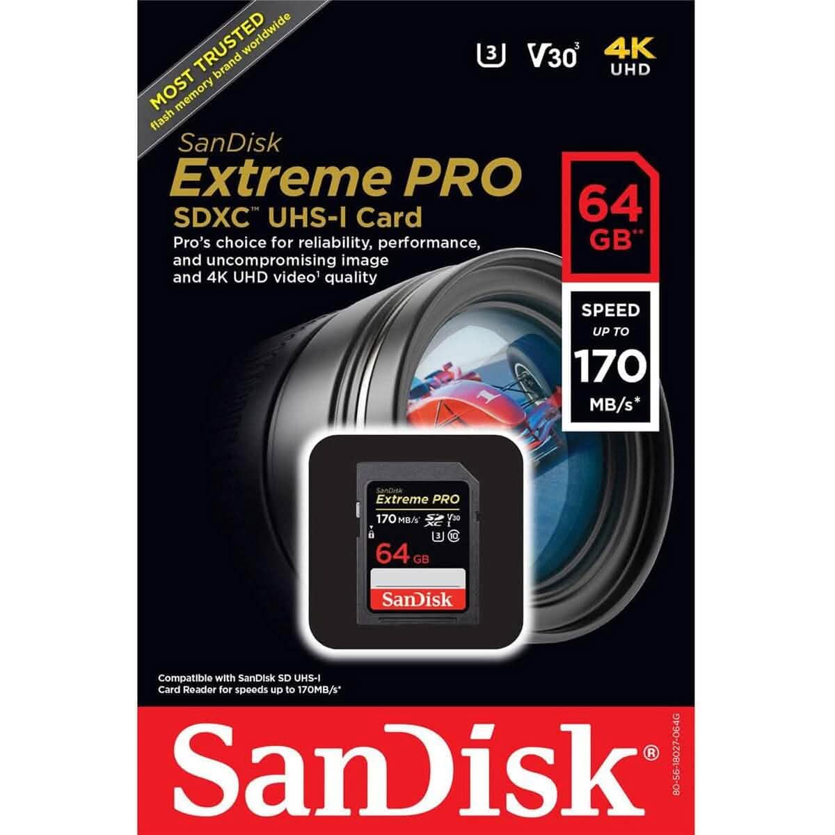 Carte mémoire SDXC SanDisk Extreme PRO UHS-I de 64 Go (reconditionnée)