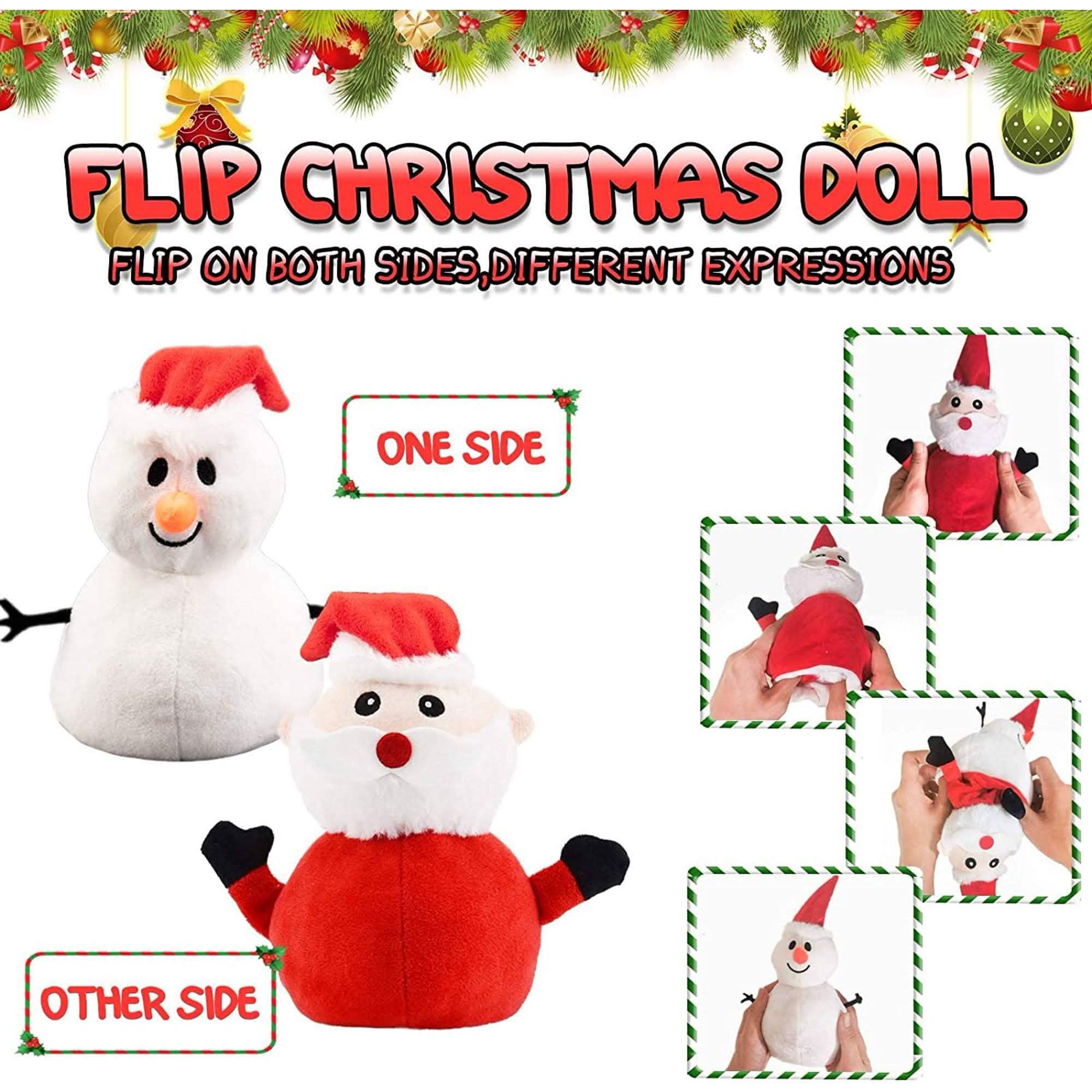 Santa Claus Plush Snowman Toy Double-Sided Christmas Santa Child Gift