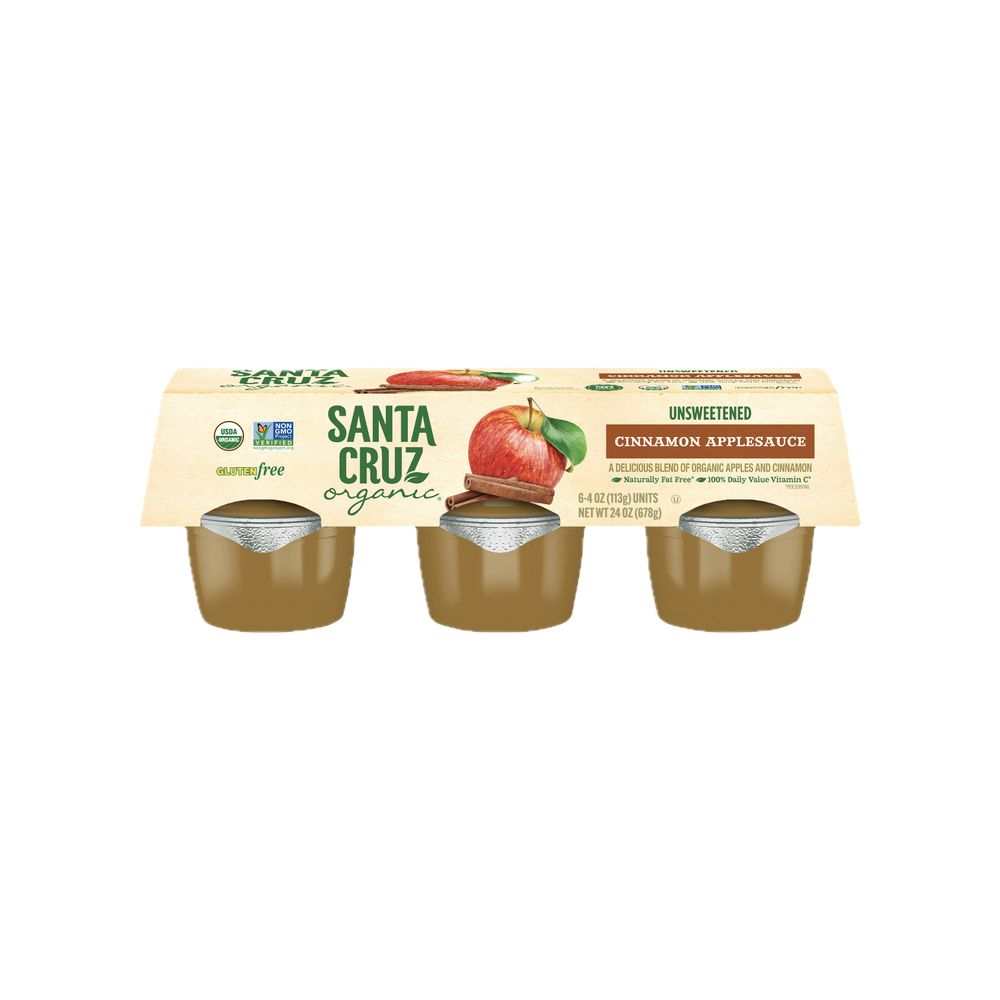 SANTA CRUZ: Organic Cinnamon Apple Sauce Cups 6x4oz Cups, 24 oz