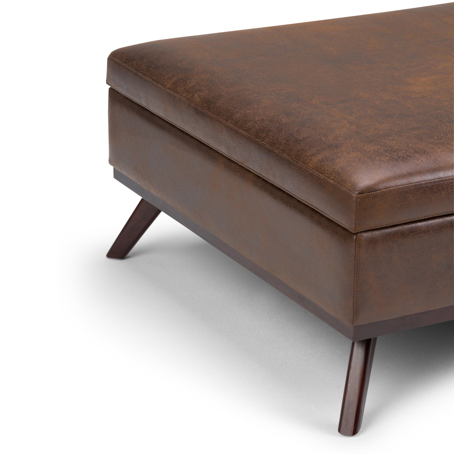 Owen 36 Inch Wide Square Coffee Table Storage Ottoman in Distressed Chestnut