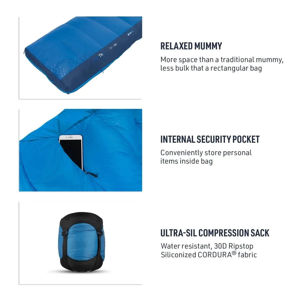 Sac de couchage Sea to Summit Trek TKI 30 degrés en duvet TK1 - taille standard