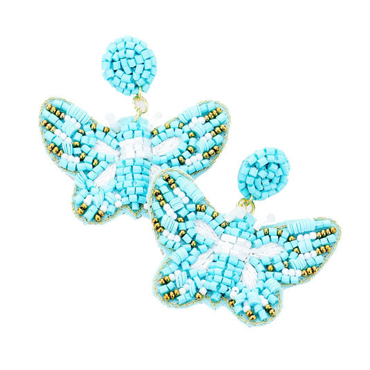 Seed Bead Butterfly Earrings
