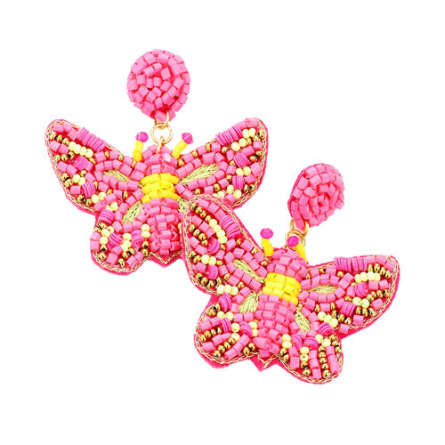 Seed Bead Butterfly Earrings