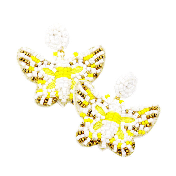 Seed Bead Butterfly Earrings