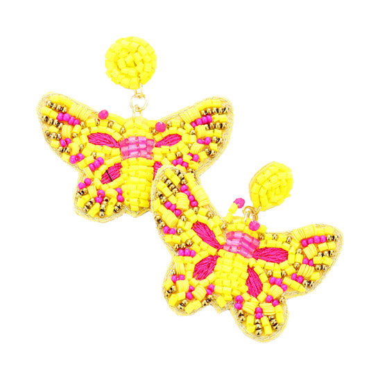 Seed Bead Butterfly Earrings