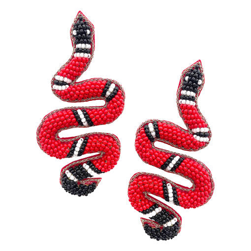 Seed Beaded Snake Earrings