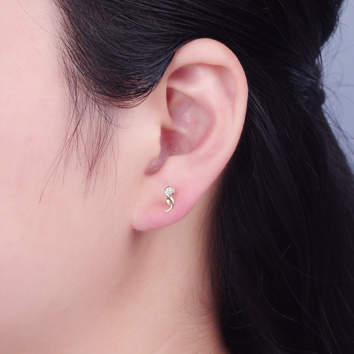 Semi Colon Studs | Mental Health Jewellery | Circle Stud | Coma Point Earrings | Quote Jewelry | Punctuation Minimalist Jewelry T-497