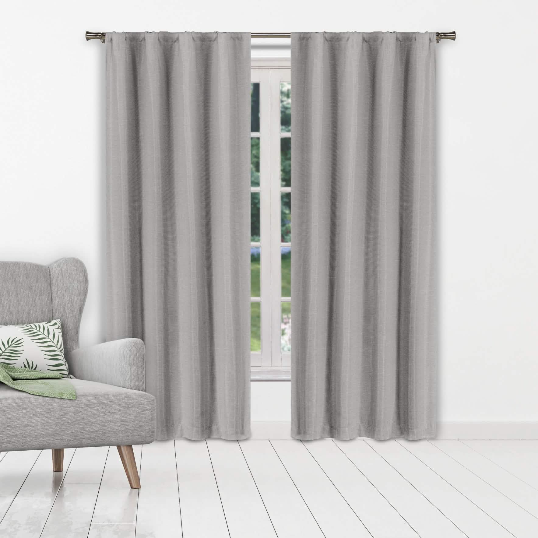 Set of 2: Heavy Solid Textured Blackout Thermal Window Curtain Pair Panel