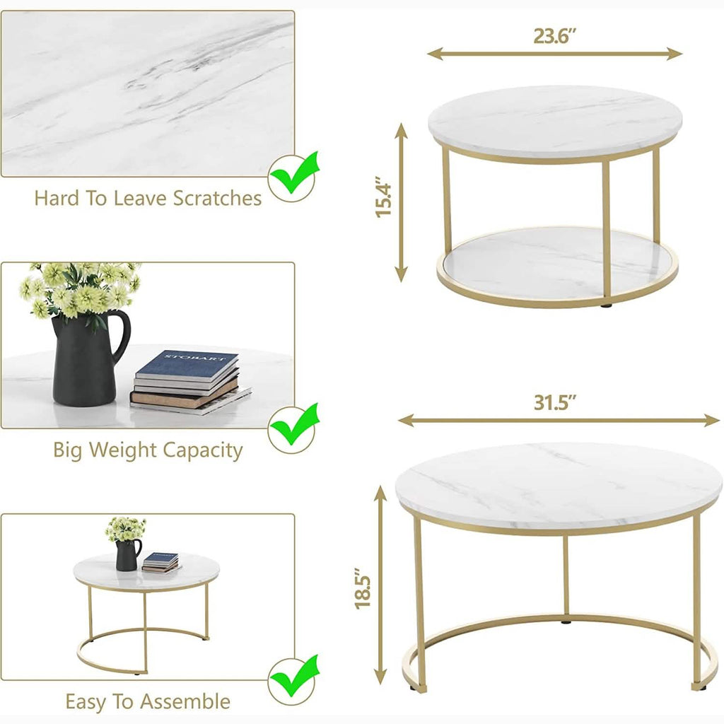 Set of 2: Modern Nesting Side Coffee Tables