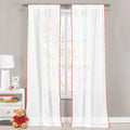 Lot de 2 : Paire de panneaux de rideaux semi-transparents à pompons
