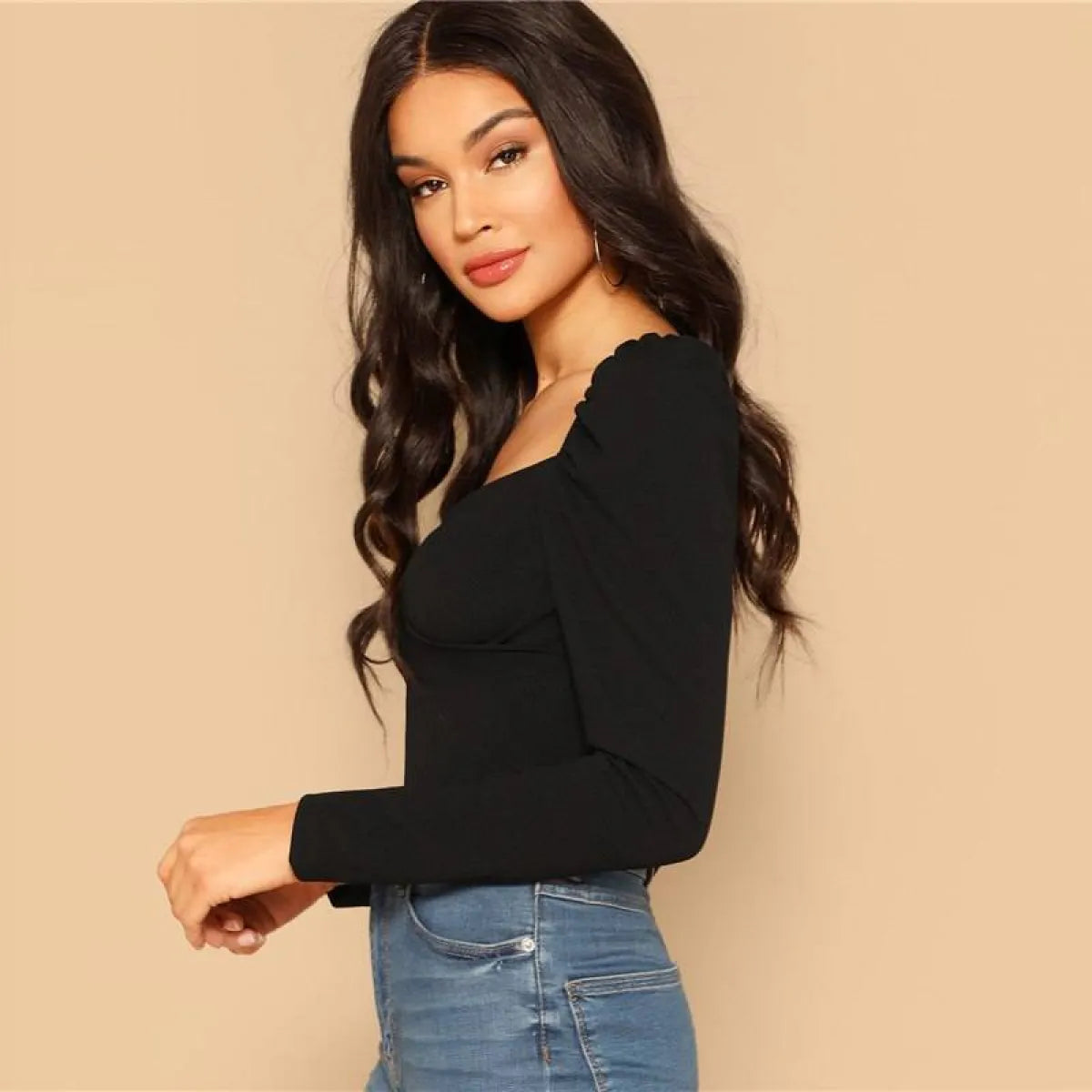 Women's Sexy Black Heart Shaped Top