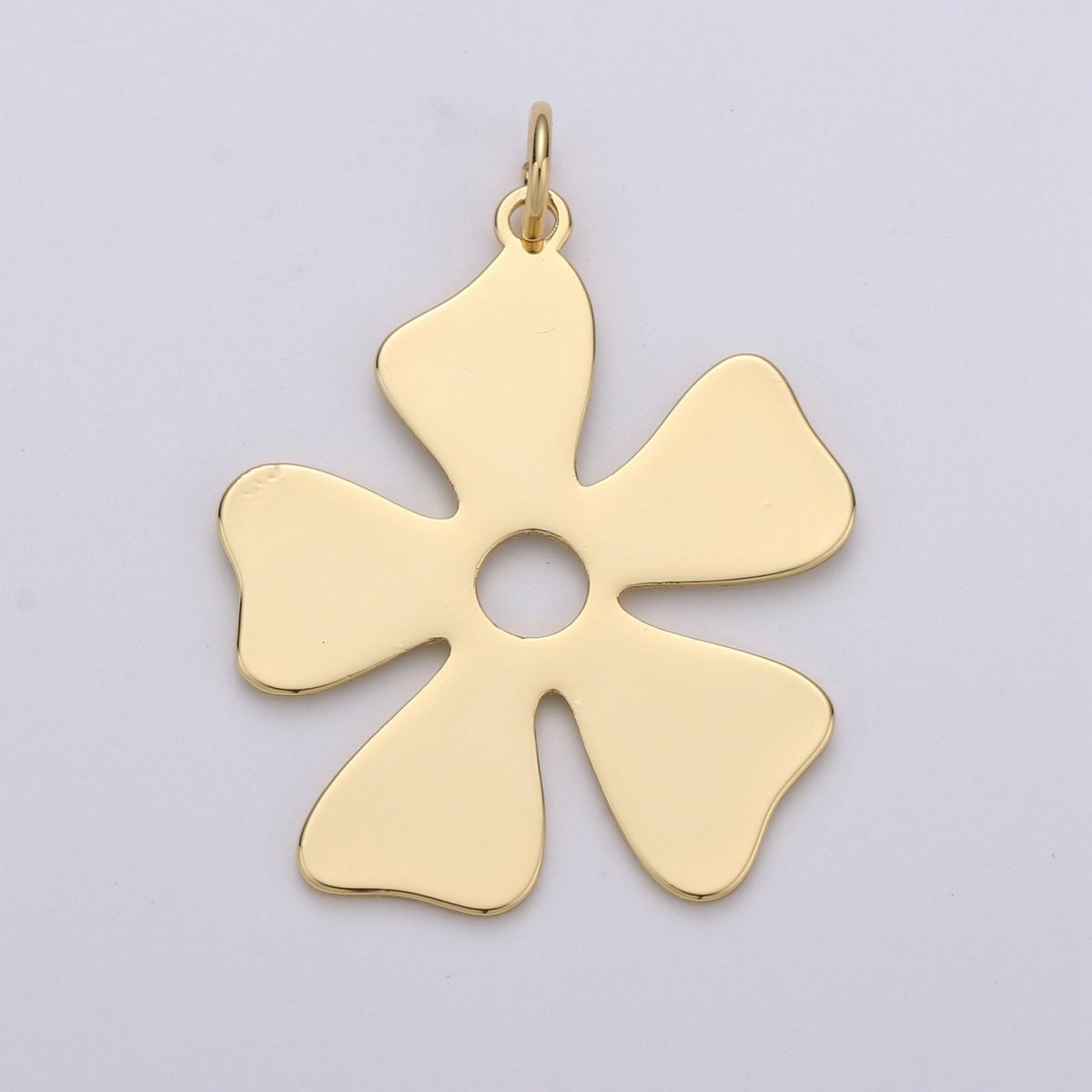 Shamrock Charm 24k Gold Filled Shamrock Celtic Four Leaf Clover Lucky Charm, 22x30mm for Necklace Earring Bracelet Jewelry Making D-489