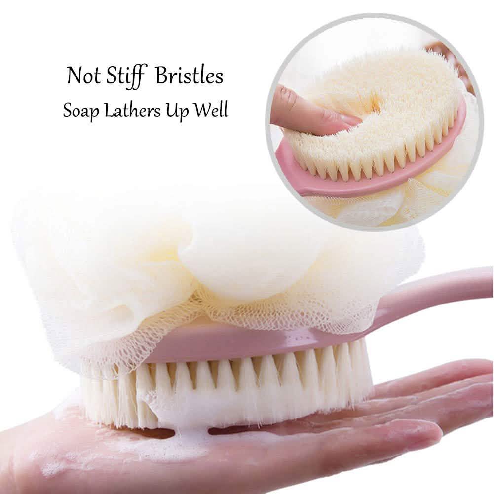 Brosse de douche avec soies et luffa