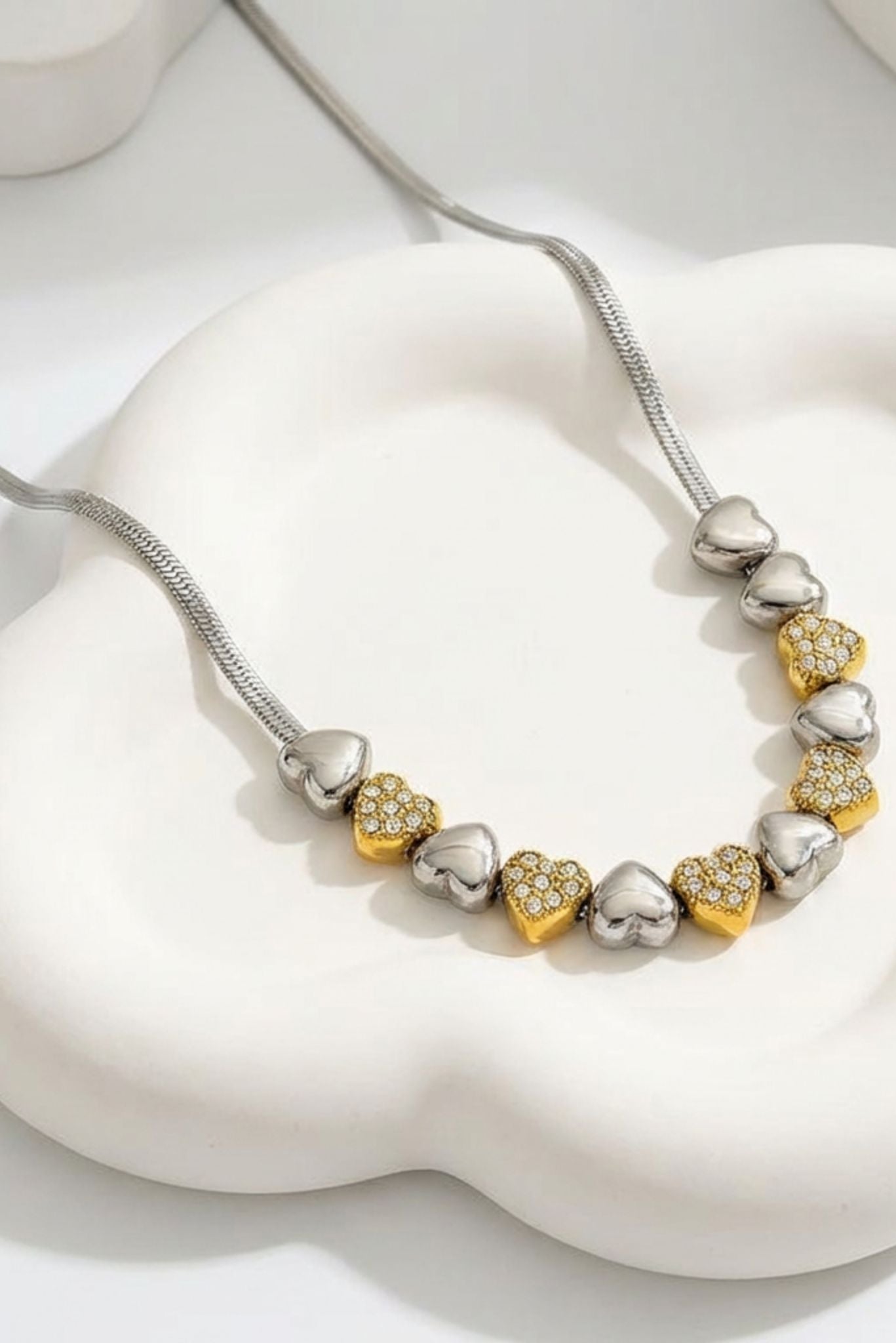 Sienna Waterproof Heart Teardrop Y-Necklace Two Tone