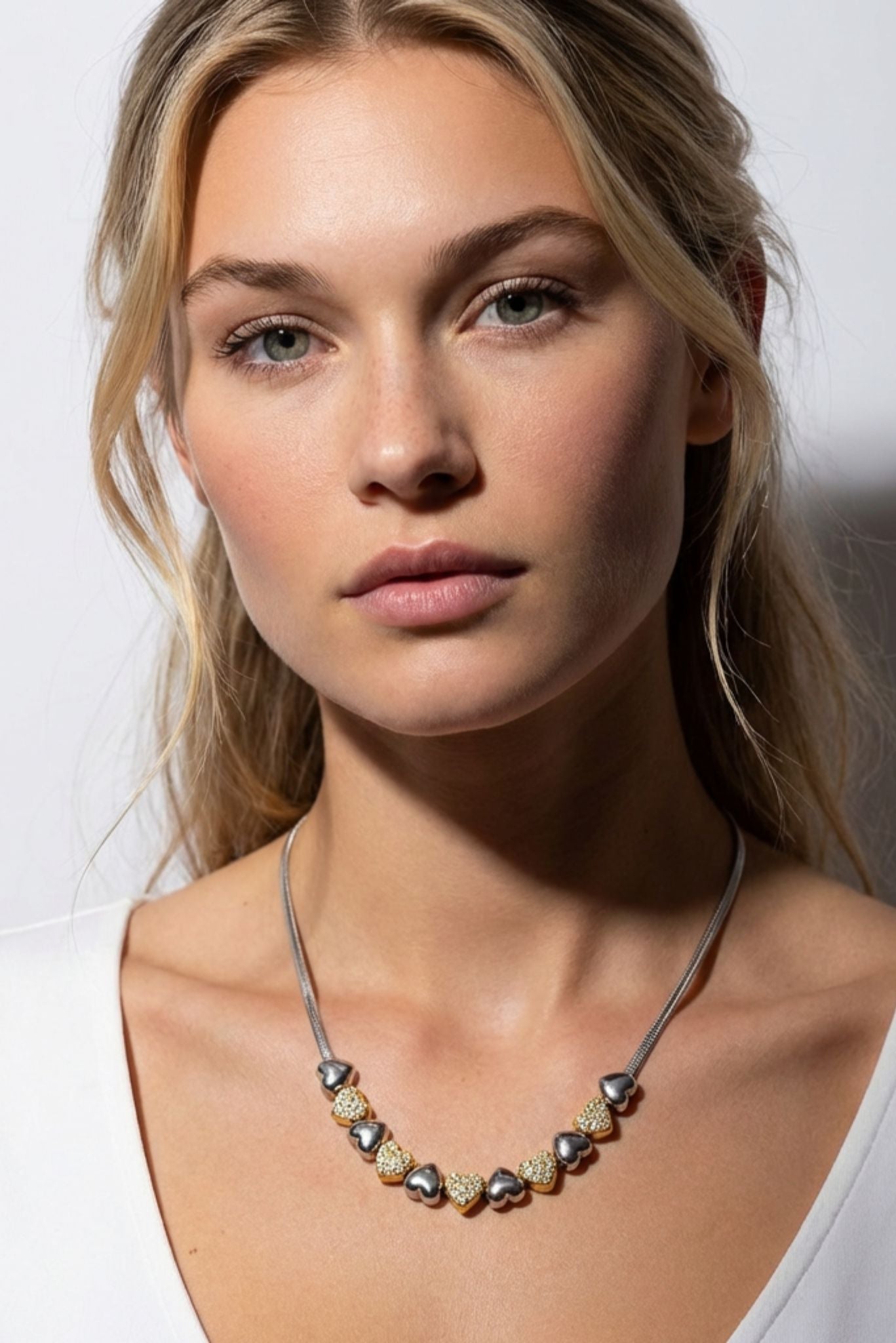 Sienna Waterproof Heart Teardrop Y-Necklace Two Tone