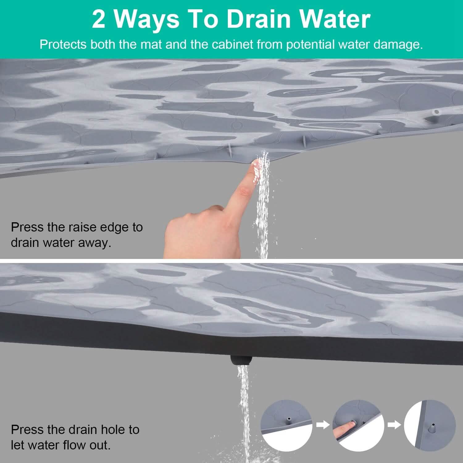 Silicone Under Sink Mat Liner with Drain Hole