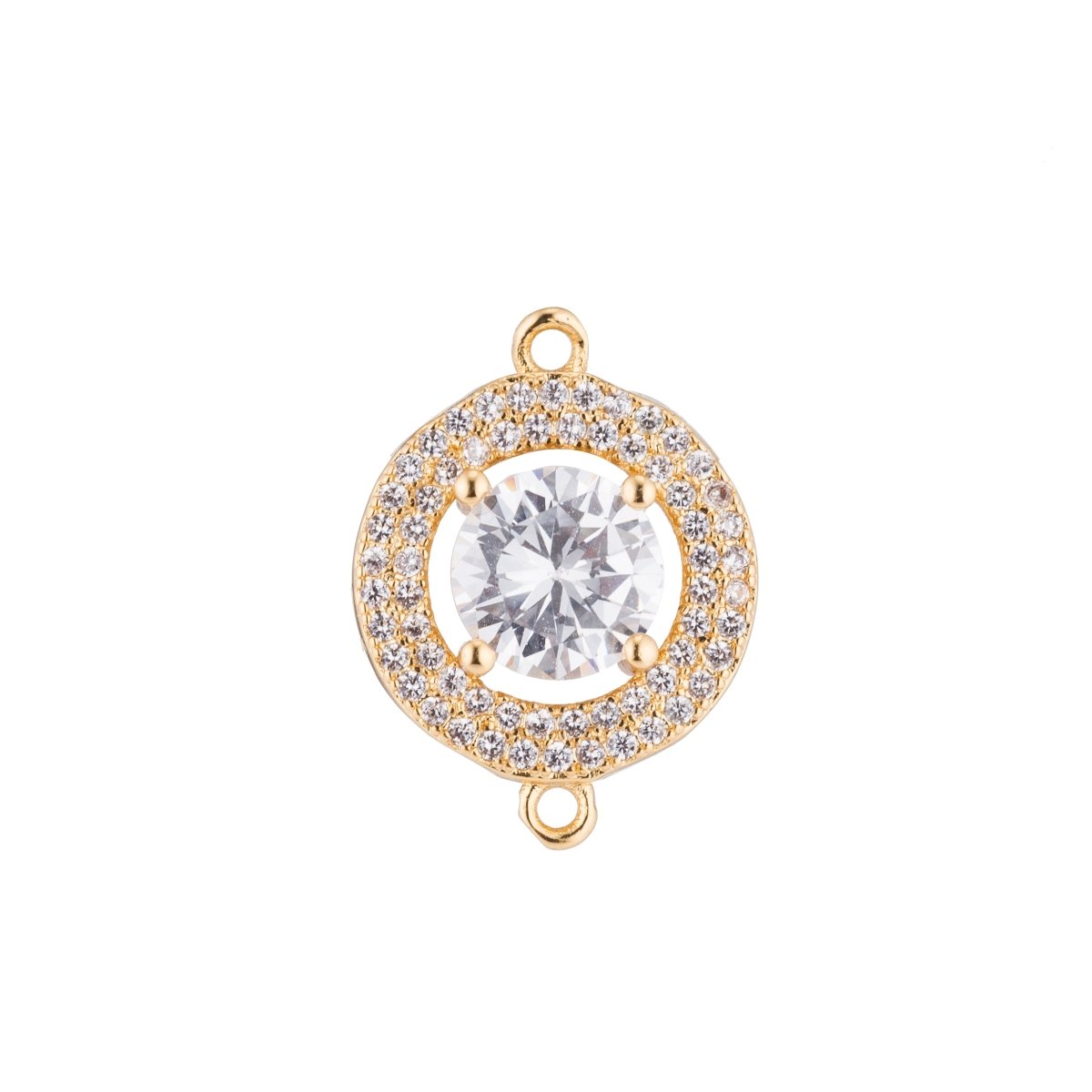 Silver, Black, Gold Filled Cute Round Rings, Diamond in Circle, Cubic Zirconia Necklace Bracelet Bead Finding Charm CONNECTOR For Jewelry Making | F-123