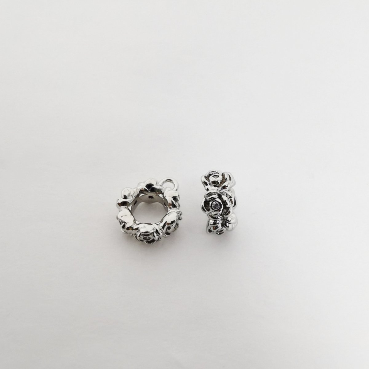Silver Tiny Rose Flower Gold Filled Beads K-935