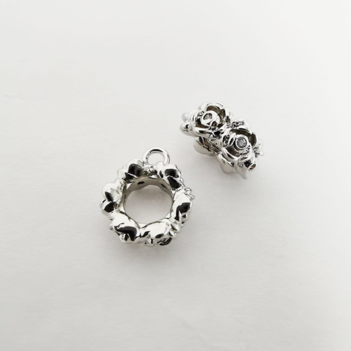 Silver Tiny Rose Flower Gold Filled Beads K-935