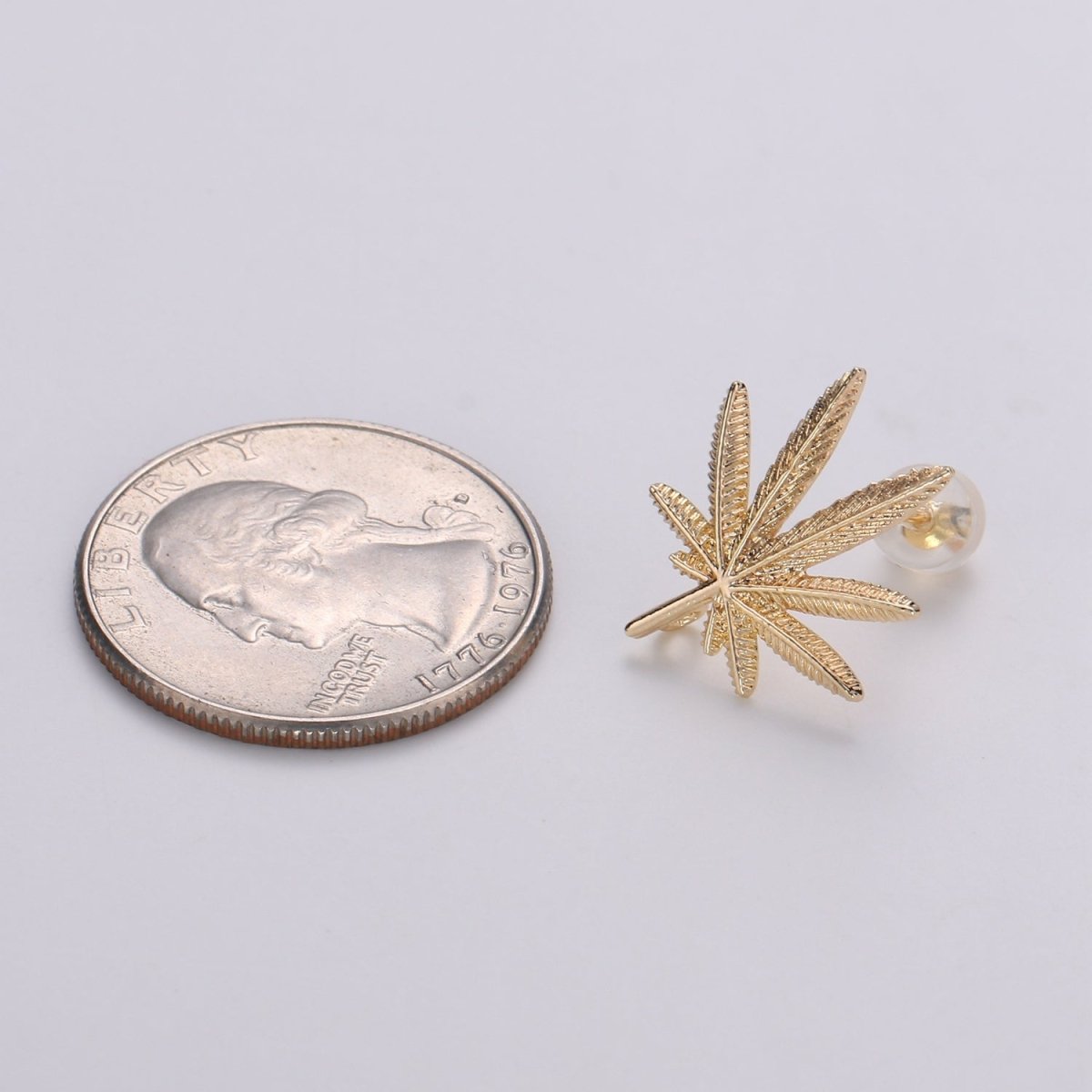 Simple Gold Weed or Marijuana Leaf Gold Filled Earring Studs  L-014