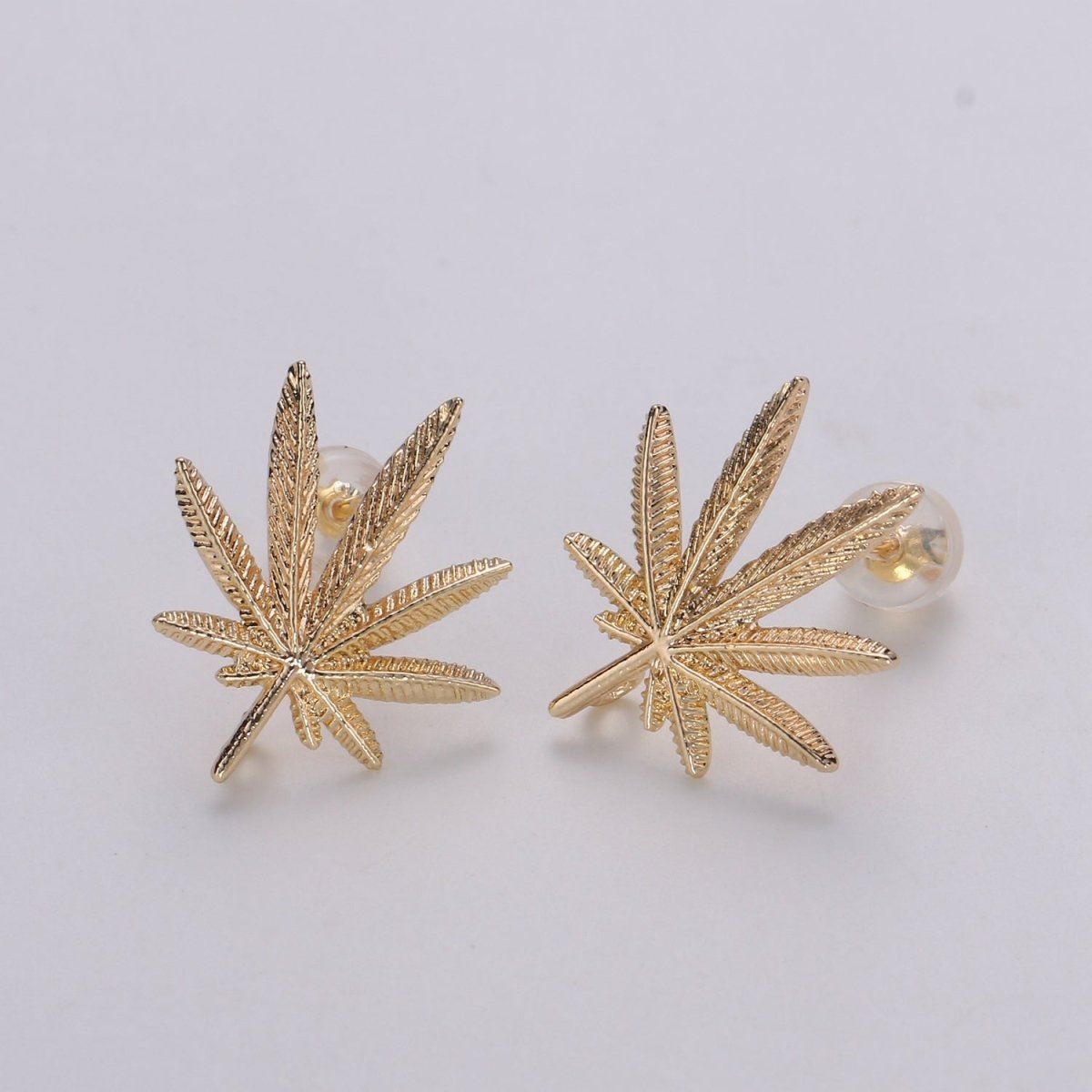 Simple Gold Weed or Marijuana Leaf Gold Filled Earring Studs  L-014
