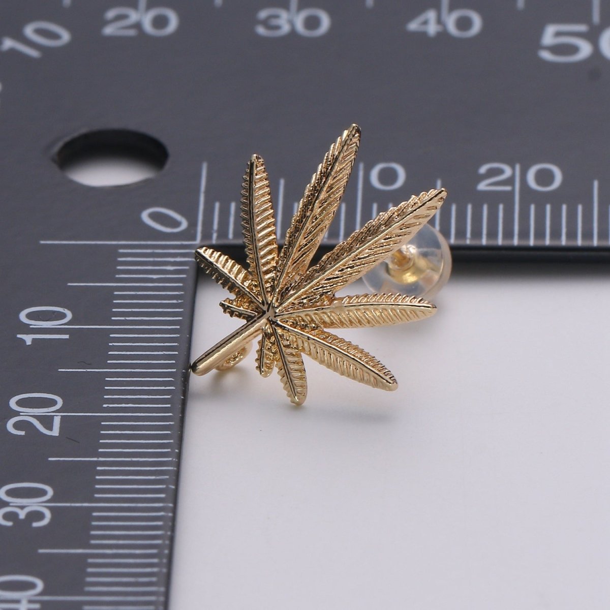 Simple Gold Weed or Marijuana Leaf Gold Filled Earring Studs  L-014