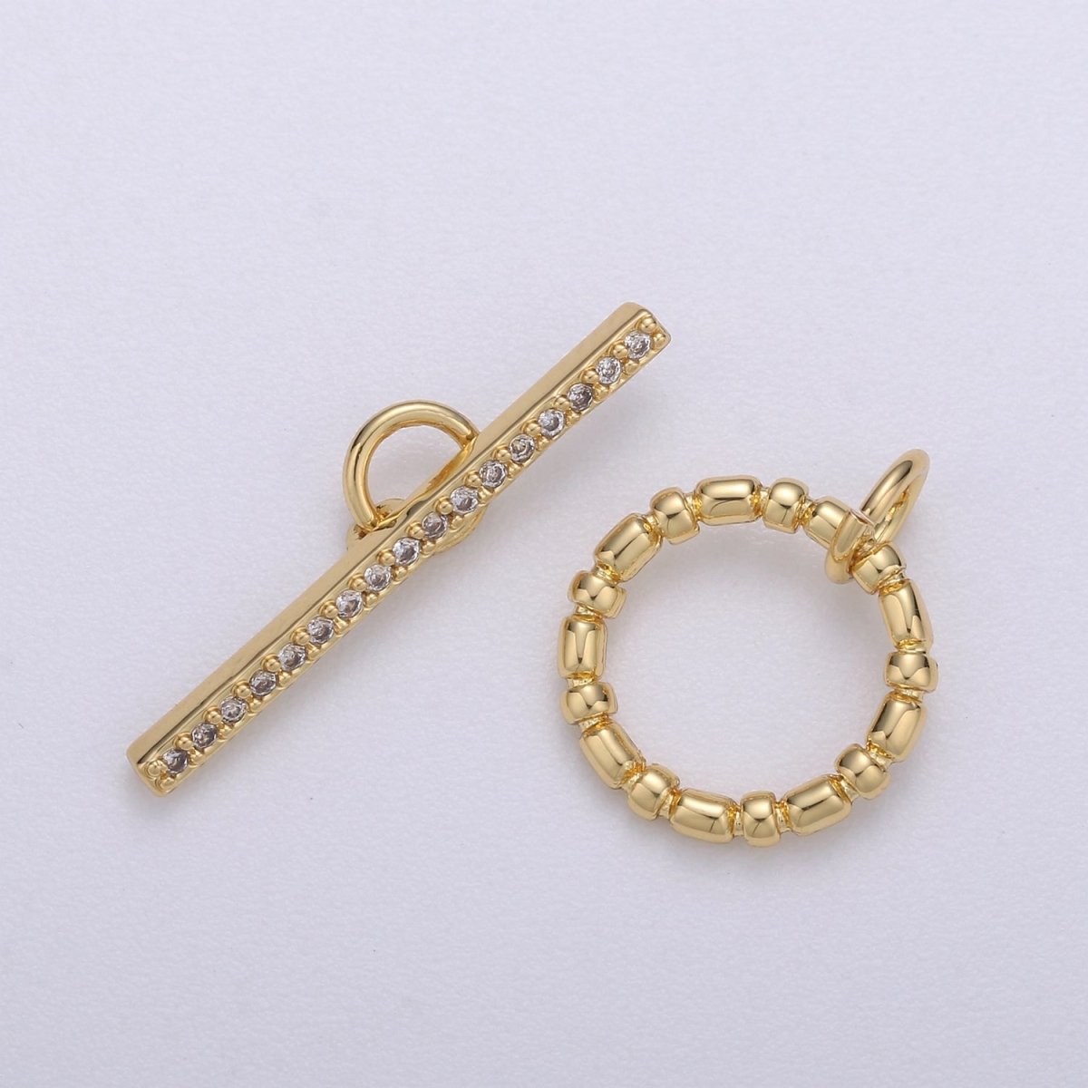 Simple Minimalist Crystal Gold Filled Toggle Clasps K-897