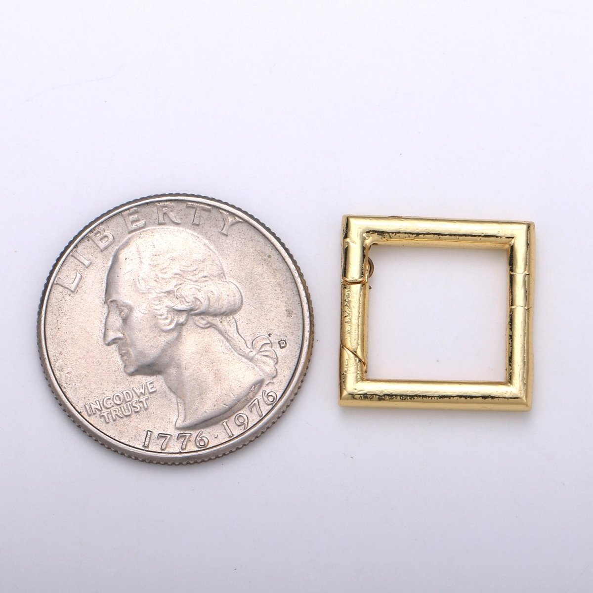Simple Minimalist Gold Filled Square Push Gate Ring Clasp For Jewelry Making Charm Holder Connector  L-060
