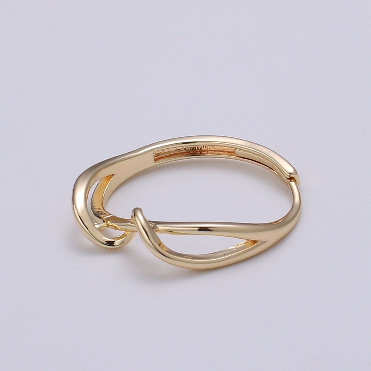 Simple Wave Gold Filled adjustable Ring R-250