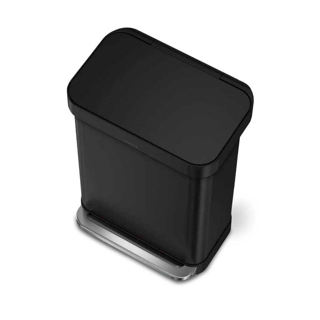 simplehuman 55リットルマットブラック屋内キッチンヒンジ付き蓋付きゴミ箱