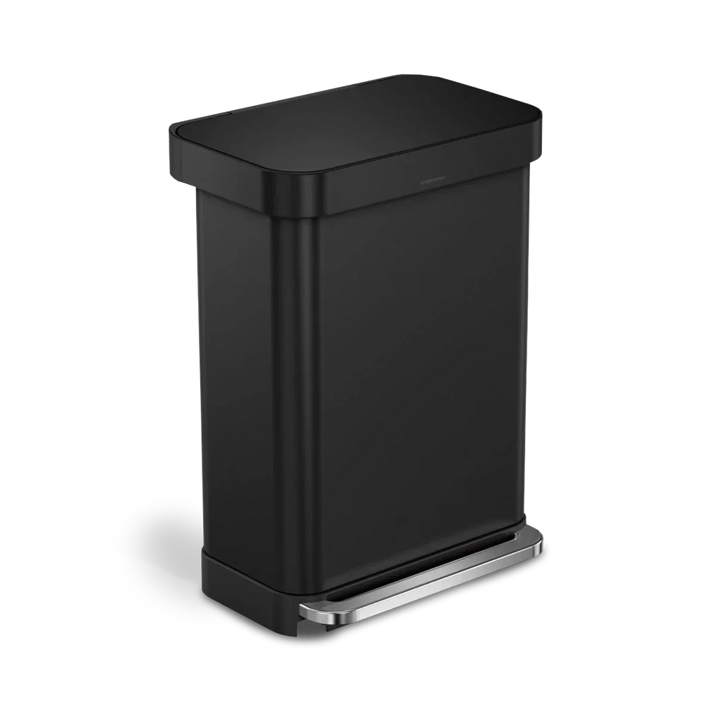 simplehuman 55リットルマットブラック屋内キッチンヒンジ付き蓋付きゴミ箱