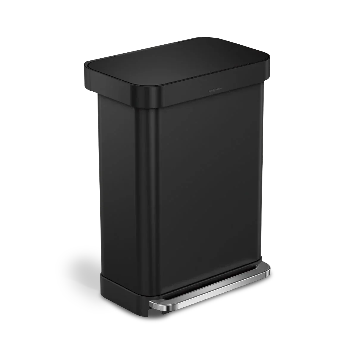 simplehuman 55リットルマットブラック屋内キッチンヒンジ付き蓋付きゴミ箱