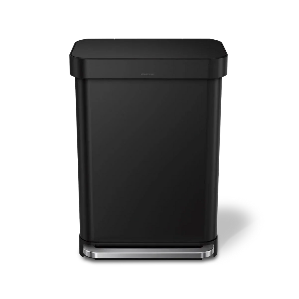 simplehuman 55リットルマットブラック屋内キッチンヒンジ付き蓋付きゴミ箱