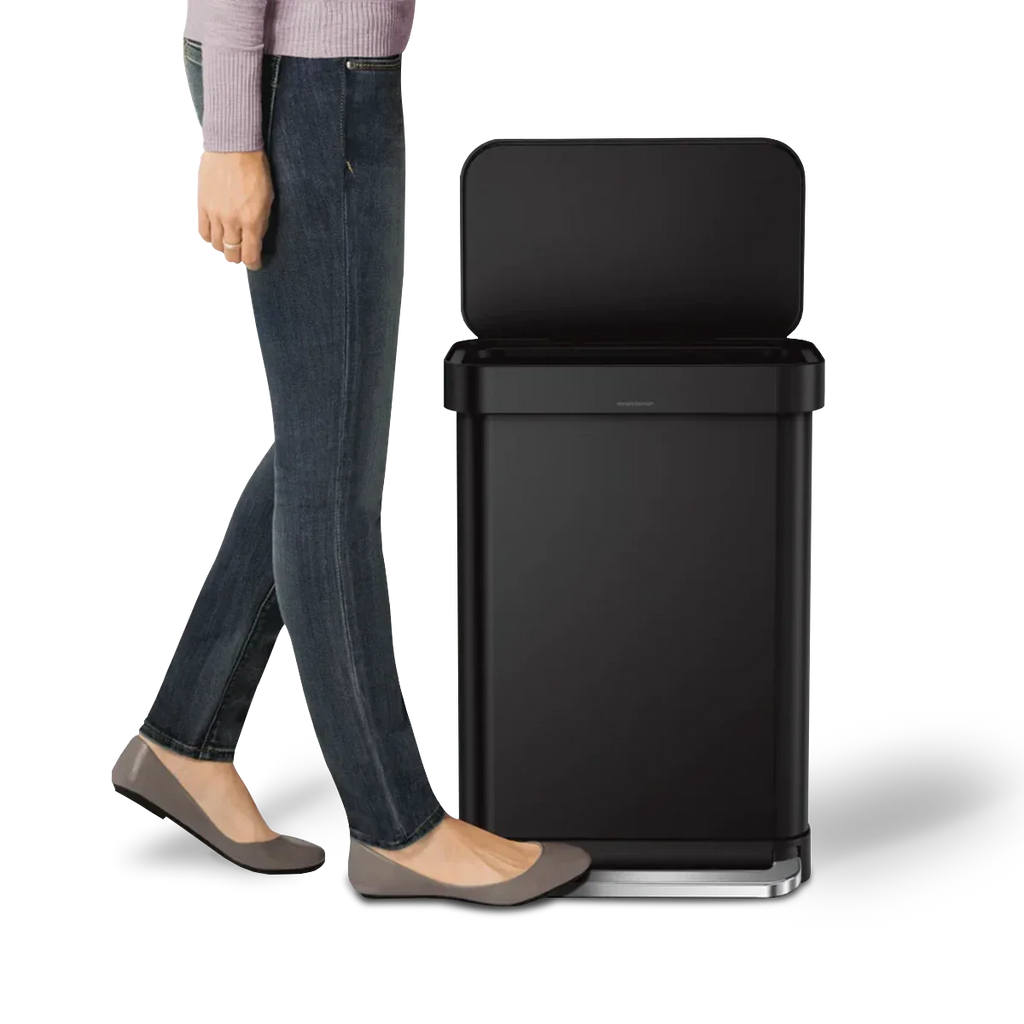 simplehuman 55リットルマットブラック屋内キッチンヒンジ付き蓋付きゴミ箱