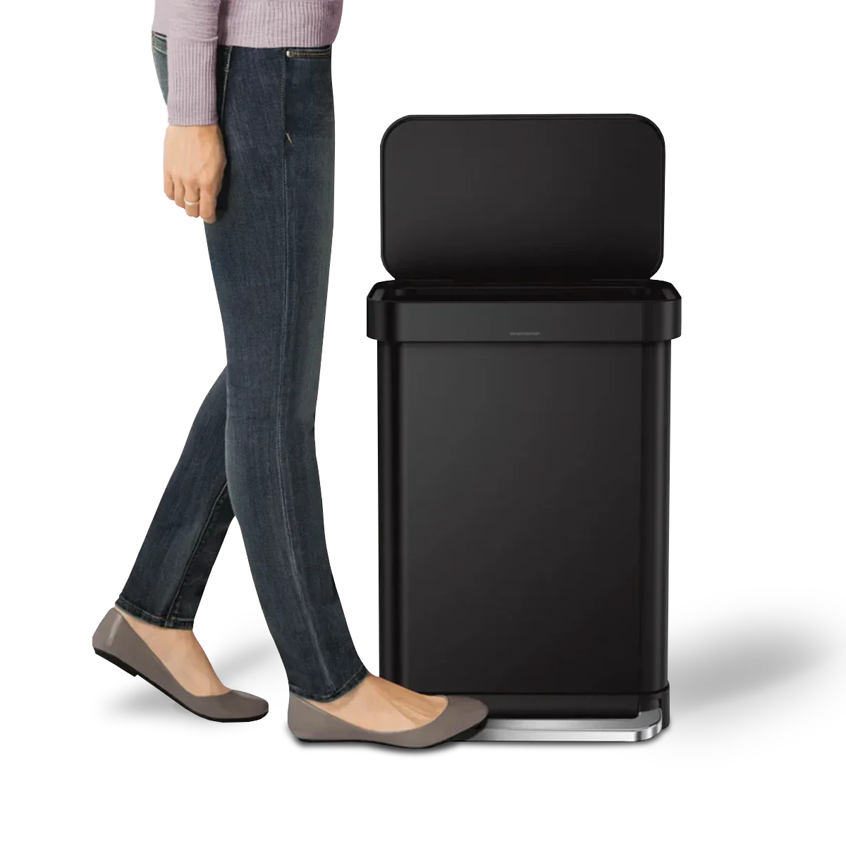 simplehuman 55リットルマットブラック屋内キッチンヒンジ付き蓋付きゴミ箱