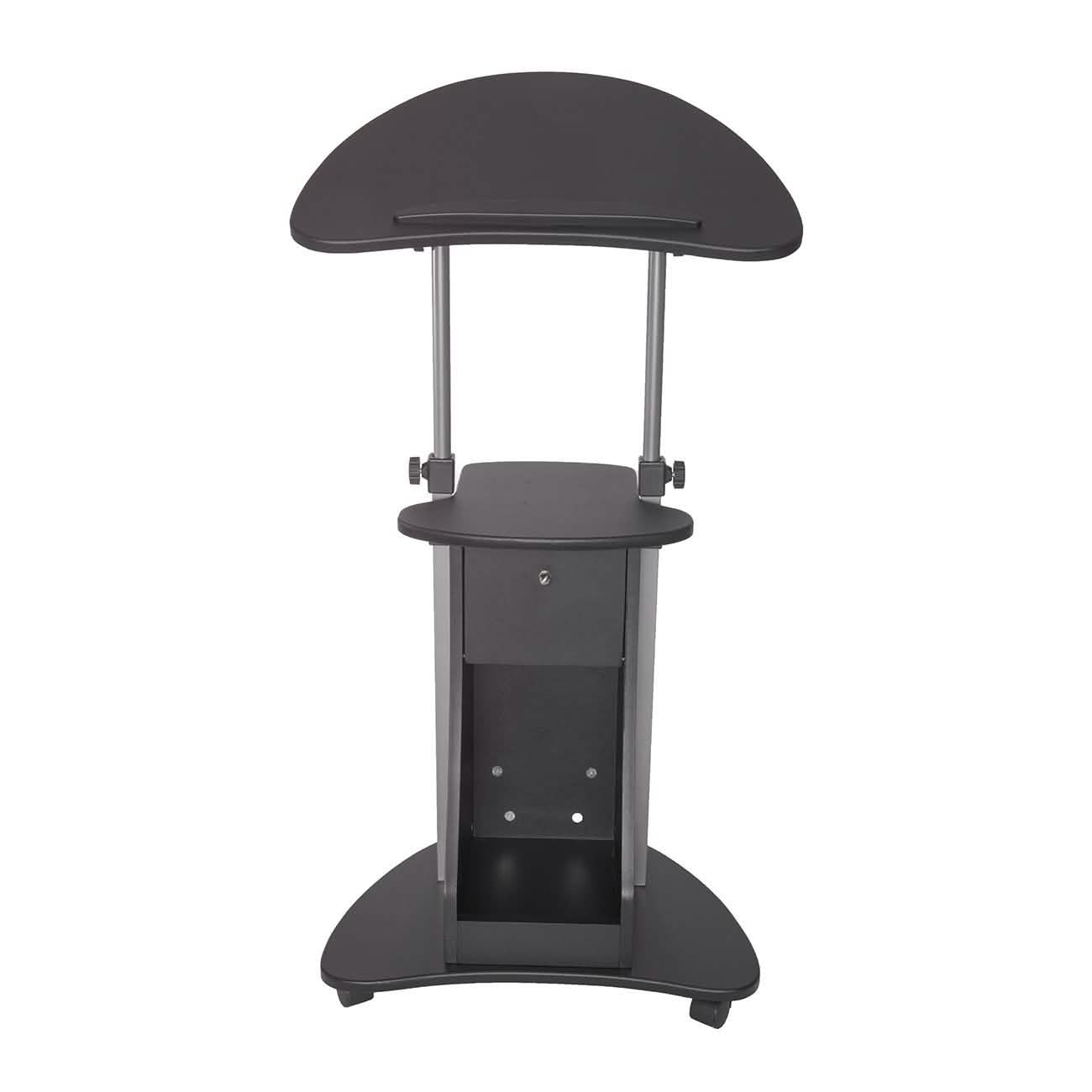 Table roulante réglable pour ordinateur portable avec rangement, position assise ou debout