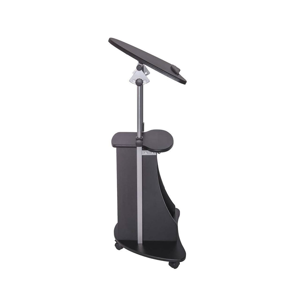 Table roulante réglable pour ordinateur portable avec rangement, position assise ou debout