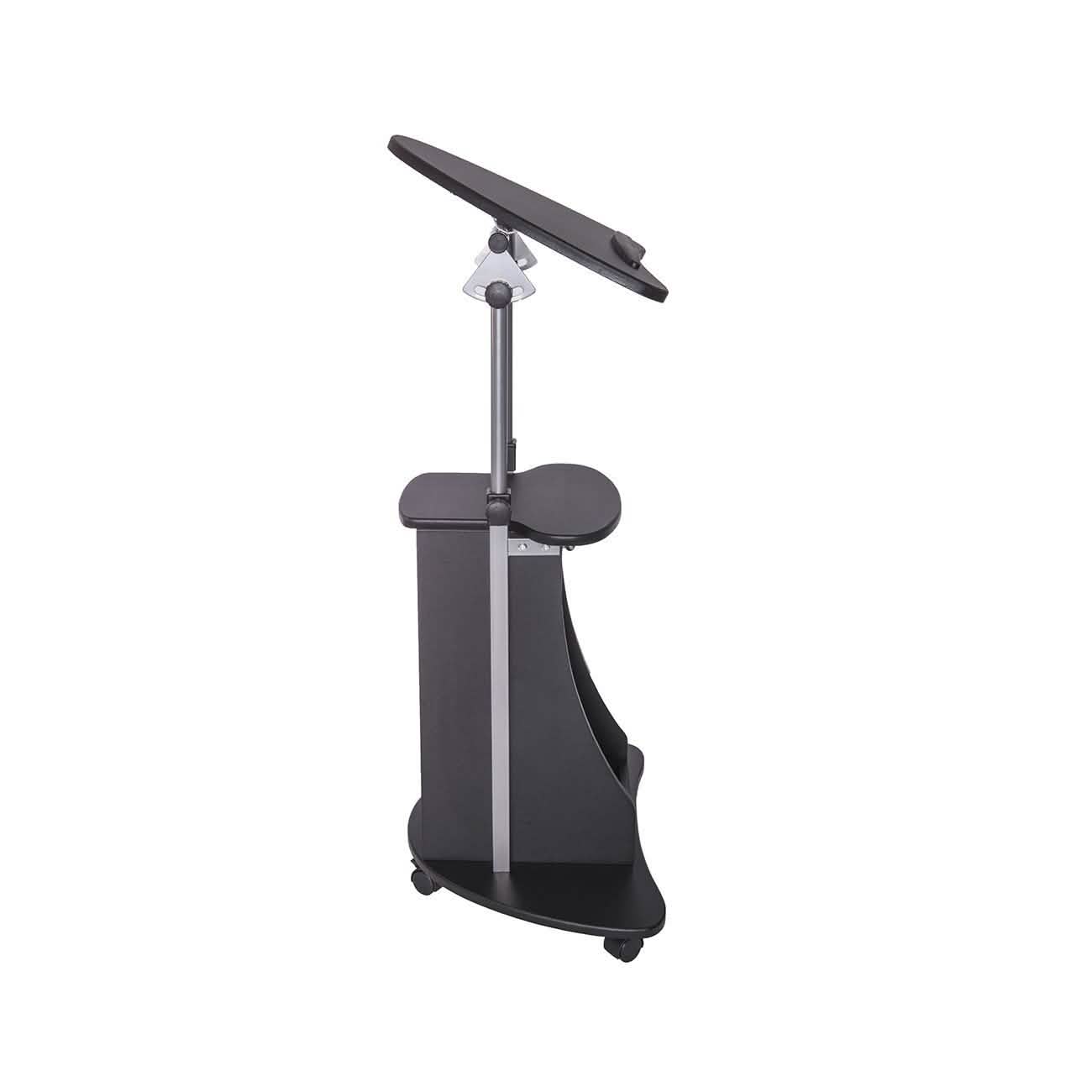 Table roulante réglable pour ordinateur portable avec rangement, position assise ou debout