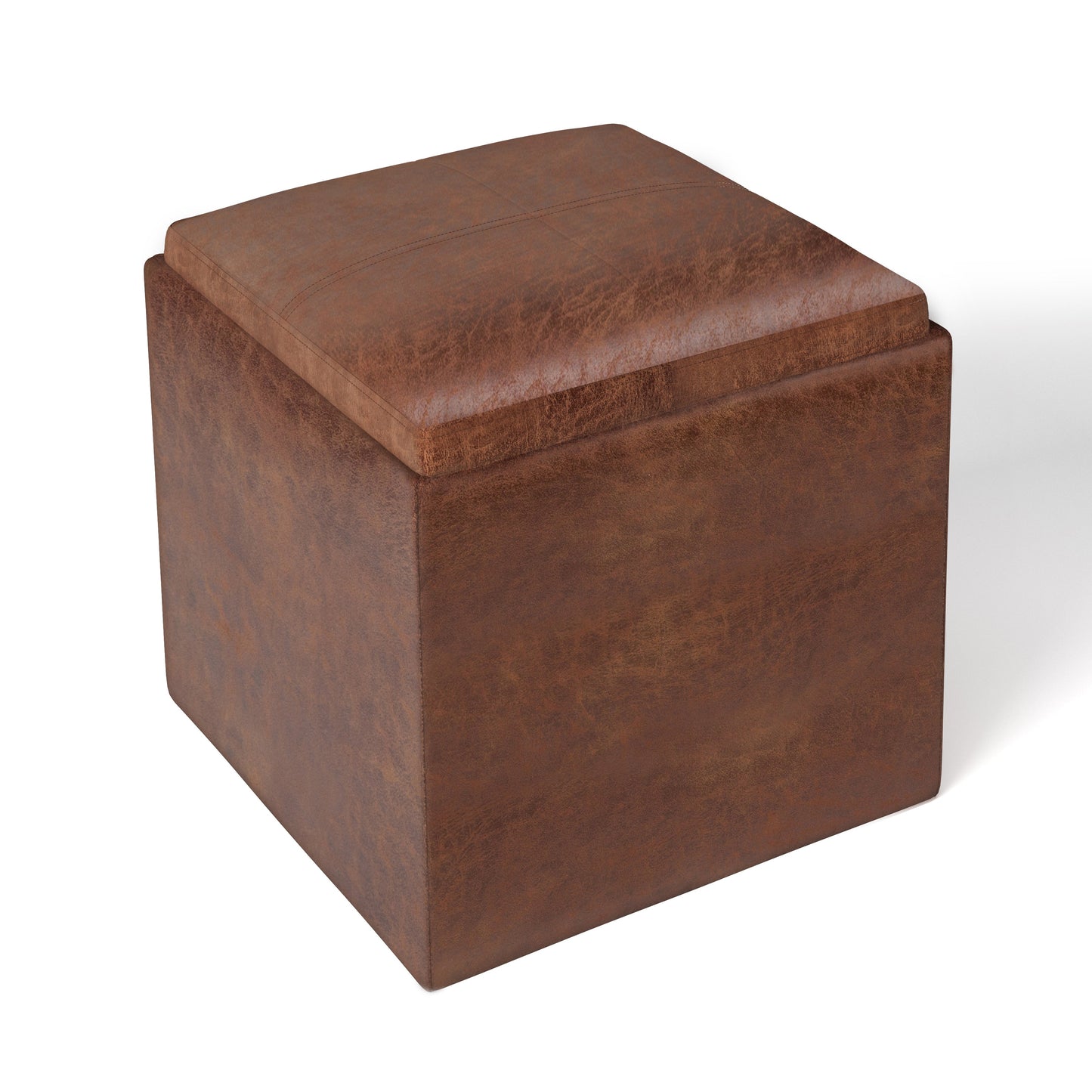 Rockwood 17 Inch Wide Cube Storage Ottoman with Tray