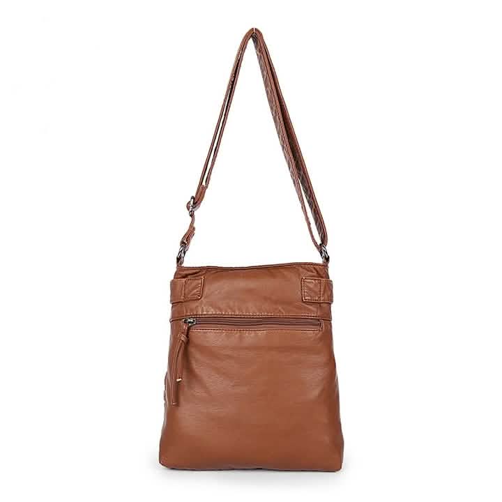 Sac bandoulière en cuir véritable super doux avec accent ceinture sur le dessus